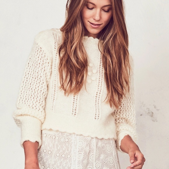 Loveshackfancy Persephone Sweater in Cream Puff - Picture 4 of 9